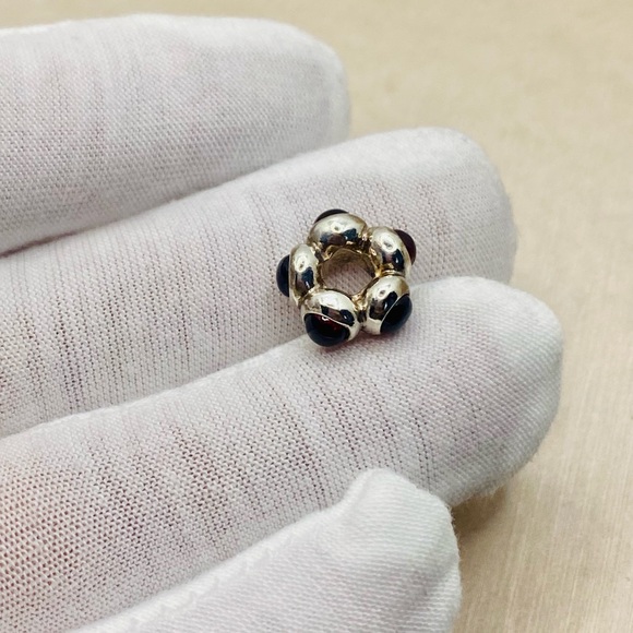 EUC Pandora 790538GR Sterling Silver Abstract Garnet Cabochon Bead/Charm - Picture 6 of 9